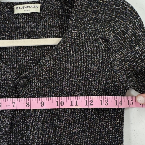 Balenciaga Black Metallic Knit Cardigan Sweater - Picture 9 of 11